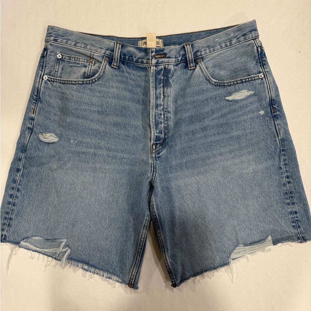 Madewell Light Blue Long Baggy Denim Shorts - Picture 2 of 10